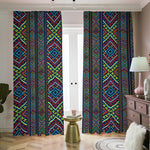 Pixel Ethnic Pattern Print Blackout Pencil Pleat Curtains