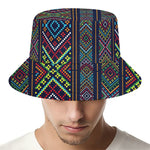 Pixel Ethnic Pattern Print Bucket Hat