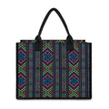 Pixel Ethnic Pattern Print Canvas Tote Bag