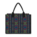 Pixel Ethnic Pattern Print Canvas Tote Bag