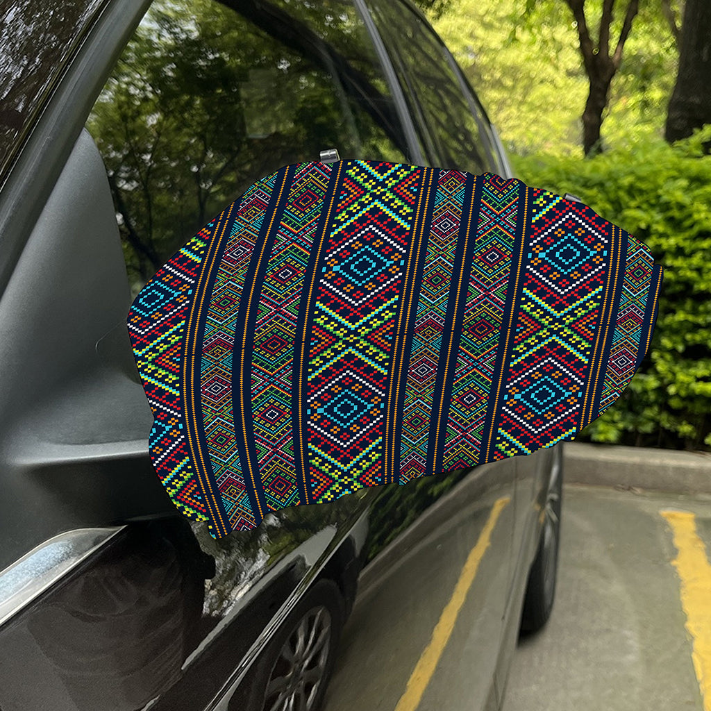 Pixel Ethnic Pattern Print Car Side Mirror Covers