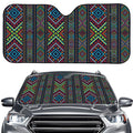 Pixel Ethnic Pattern Print Car Windshield Sun Shade