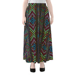Pixel Ethnic Pattern Print Chiffon Maxi Skirt