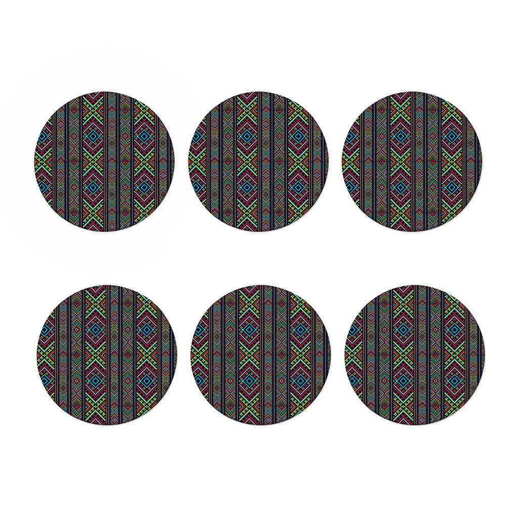 Pixel Ethnic Pattern Print Coaster Set