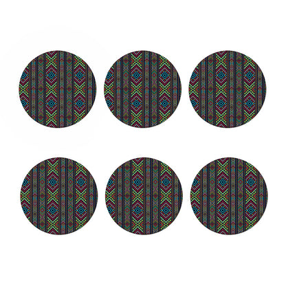 Pixel Ethnic Pattern Print Coaster Set