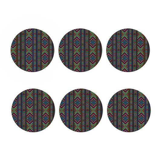 Pixel Ethnic Pattern Print Coaster Set