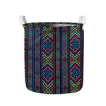 Pixel Ethnic Pattern Print Collapsible Laundry Basket