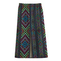 Pixel Ethnic Pattern Print Cotton Front Slit Maxi Skirt