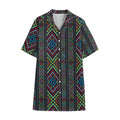 Pixel Ethnic Pattern Print Cotton Hawaiian Shirt