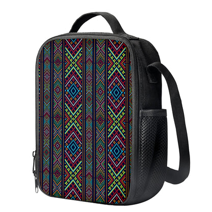 Pixel Ethnic Pattern Print Crossbody Lunch Bag