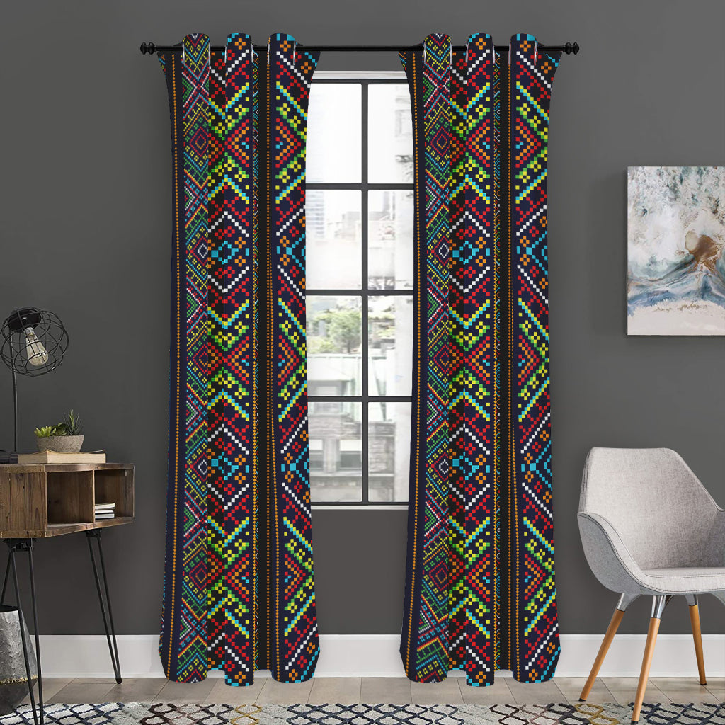 Pixel Ethnic Pattern Print Curtain