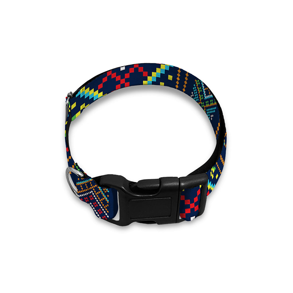 Pixel Ethnic Pattern Print Dog Collar