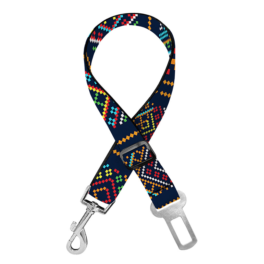 Pixel Ethnic Pattern Print Dog Seat Belt