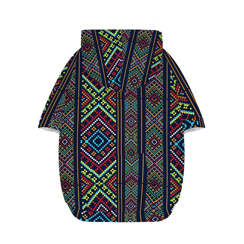 Pixel Ethnic Pattern Print Dog Zip Up Hoodie