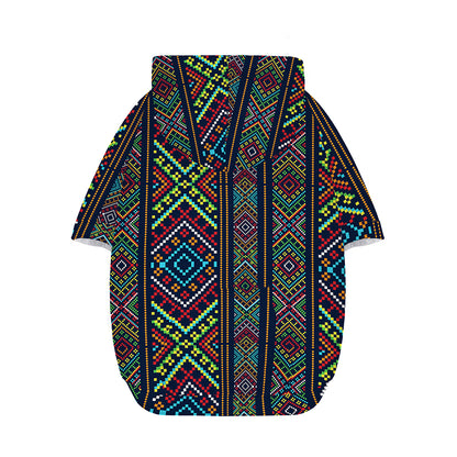 Pixel Ethnic Pattern Print Dog Zip Up Hoodie