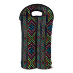 Pixel Ethnic Pattern Print Double Neoprene Wine Tote