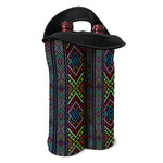 Pixel Ethnic Pattern Print Double Neoprene Wine Tote
