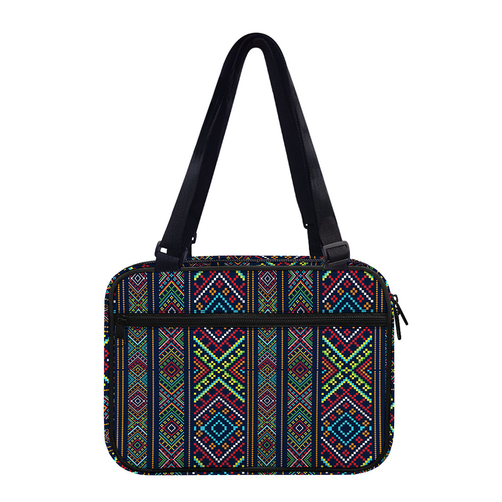 Pixel Ethnic Pattern Print Double Strap Bible Bag