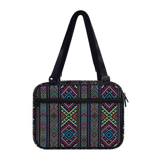 Pixel Ethnic Pattern Print Double Strap Bible Bag