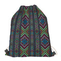 Pixel Ethnic Pattern Print Drawstring Bag