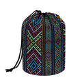 Pixel Ethnic Pattern Print Drawstring Makeup Bag