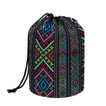 Pixel Ethnic Pattern Print Drawstring Makeup Bag