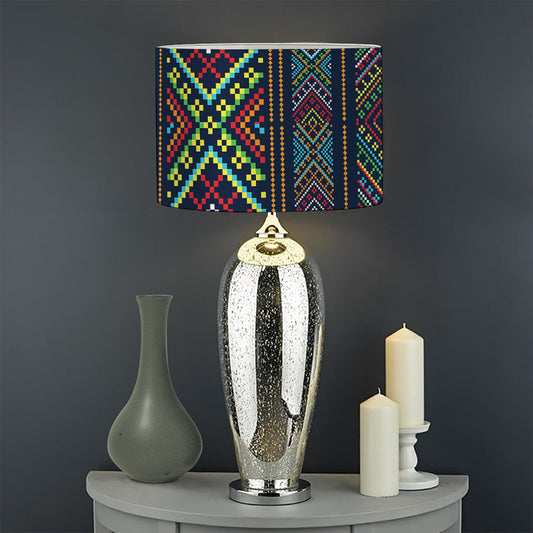 Pixel Ethnic Pattern Print Drum Lamp Shade