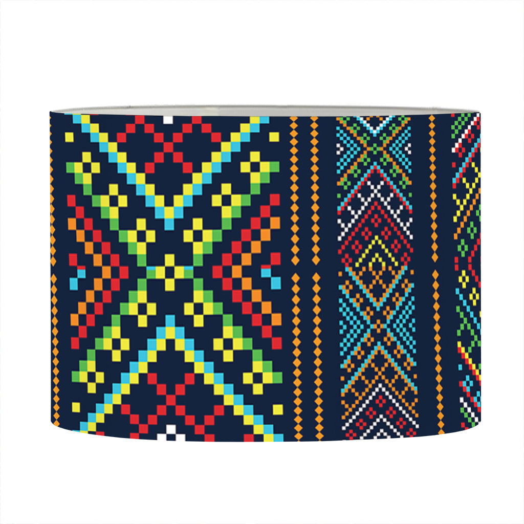 Pixel Ethnic Pattern Print Drum Lamp Shade