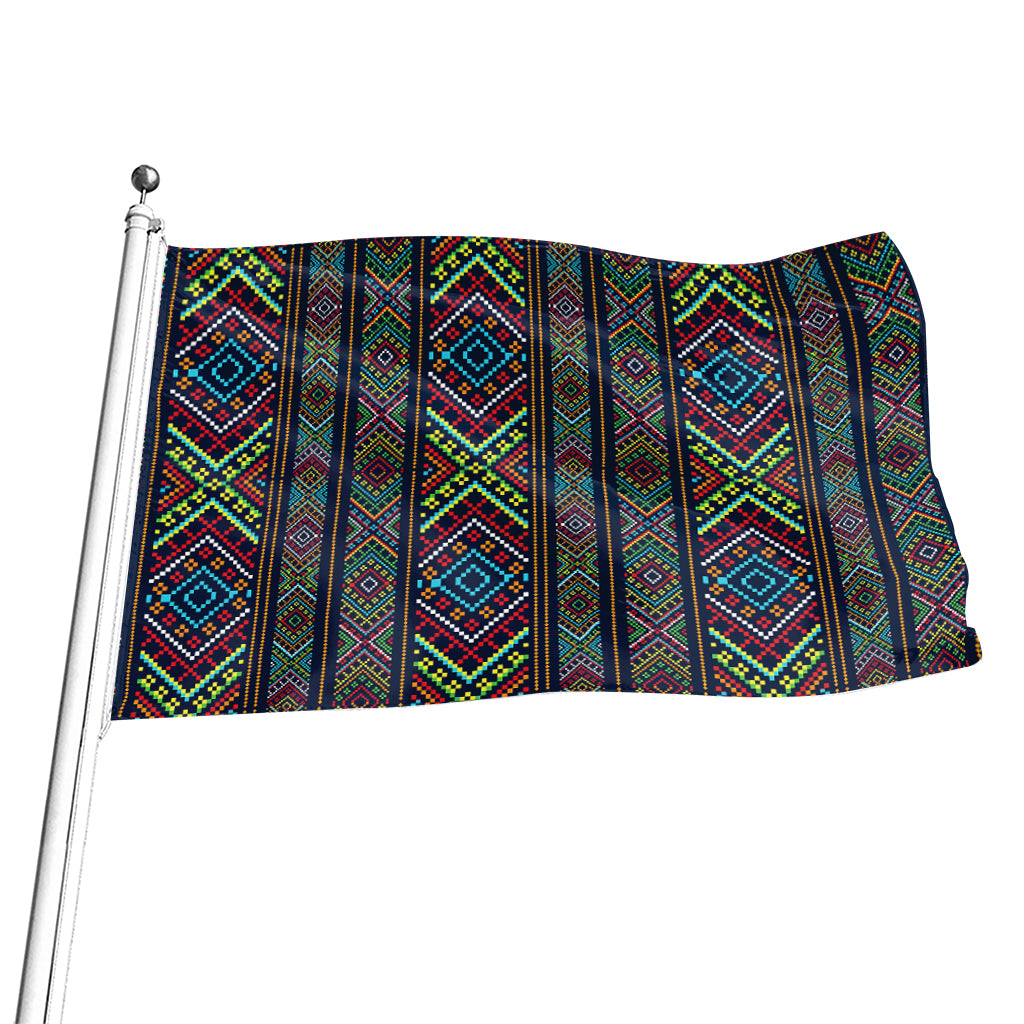 Pixel Ethnic Pattern Print Flag