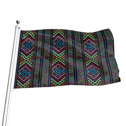 Pixel Ethnic Pattern Print Flag