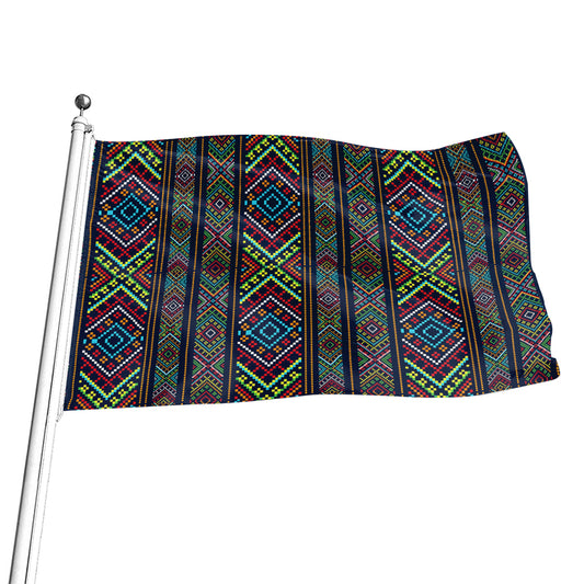 Pixel Ethnic Pattern Print Flag