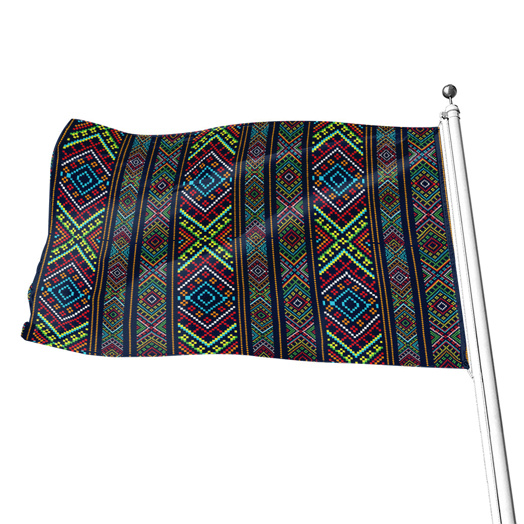 Pixel Ethnic Pattern Print Flag