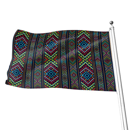 Pixel Ethnic Pattern Print Flag