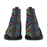 Pixel Ethnic Pattern Print Flat Ankle Boots