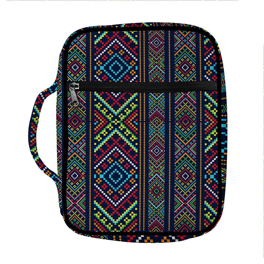 Pixel Ethnic Pattern Print Front Pocket Bible Bag