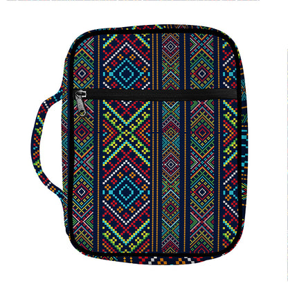 Pixel Ethnic Pattern Print Front Pocket Bible Bag