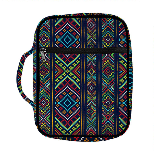 Pixel Ethnic Pattern Print Front Pocket Bible Bag