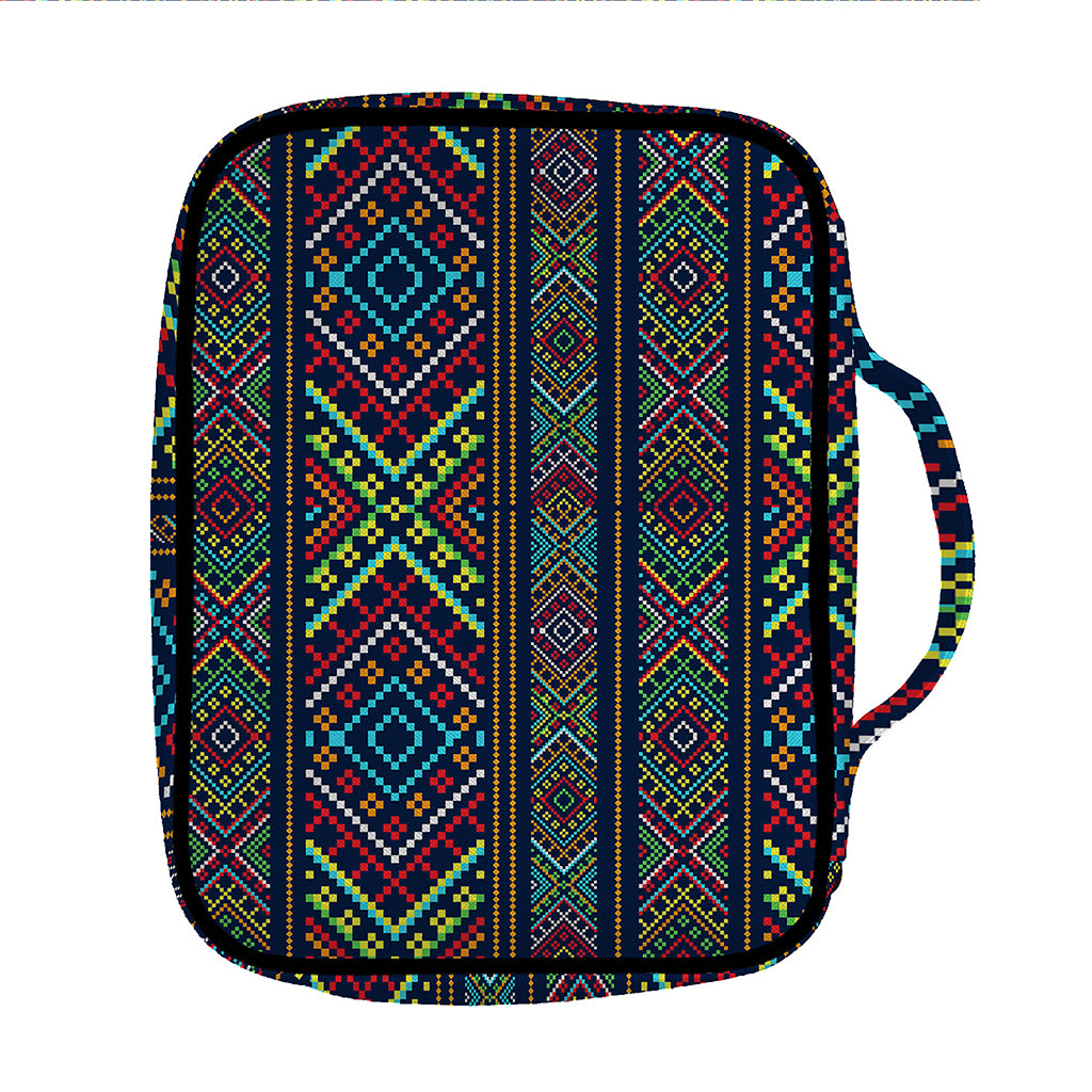 Pixel Ethnic Pattern Print Front Pocket Bible Bag