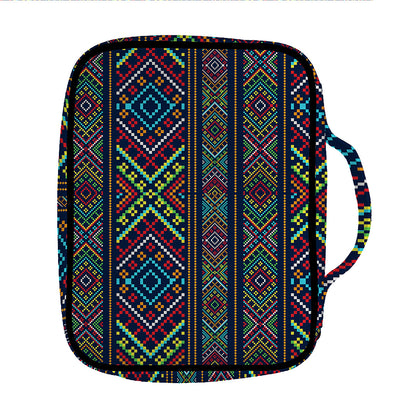 Pixel Ethnic Pattern Print Front Pocket Bible Bag