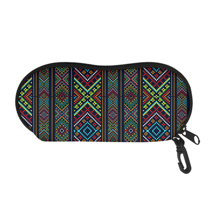 Pixel Ethnic Pattern Print Glasses Case