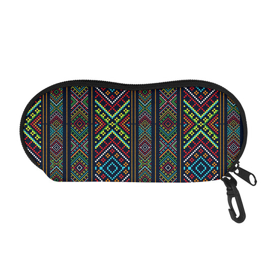 Pixel Ethnic Pattern Print Glasses Case