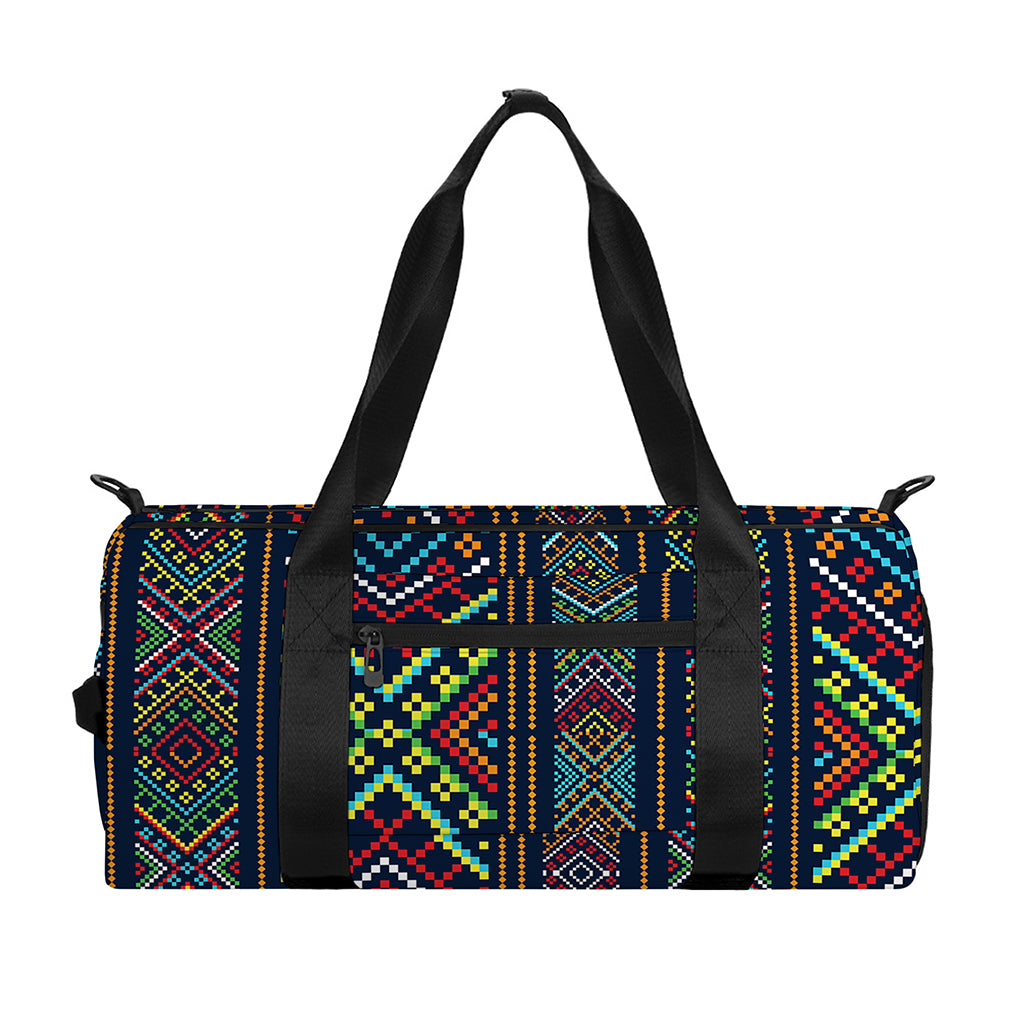 Pixel Ethnic Pattern Print Gym Bag