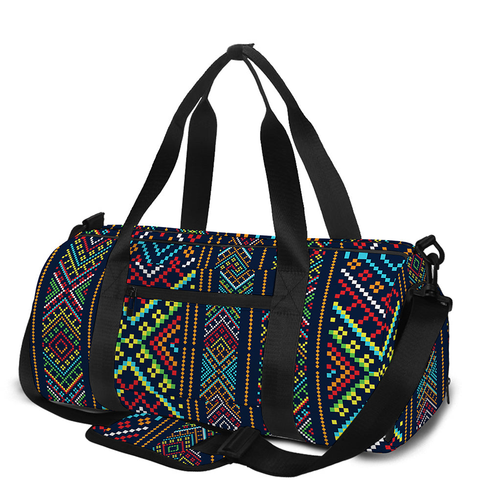 Pixel Ethnic Pattern Print Gym Bag