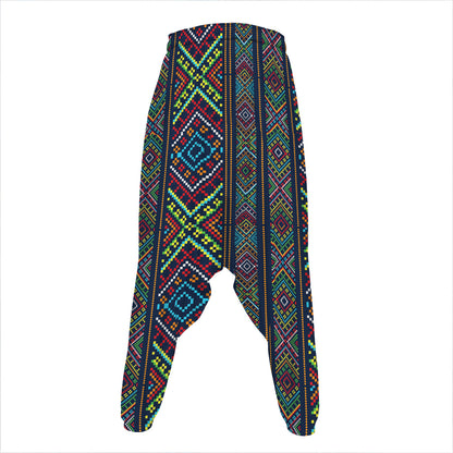 Pixel Ethnic Pattern Print Hammer Pants