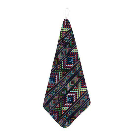 Pixel Ethnic Pattern Print Hand Towel