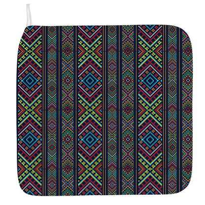 Pixel Ethnic Pattern Print Hand Towel