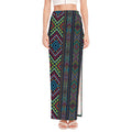 Pixel Ethnic Pattern Print High Slit Maxi Skirt