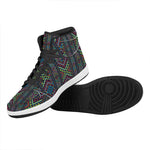 Pixel Ethnic Pattern Print High Top Leather Sneakers