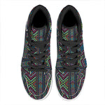 Pixel Ethnic Pattern Print High Top Leather Sneakers