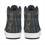 Pixel Ethnic Pattern Print High Top Leather Sneakers